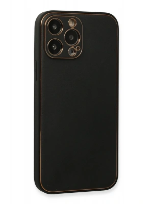 Newface iPhone 13 Pro Max Kılıf Coco Deri Silikon Kapak - Siyah