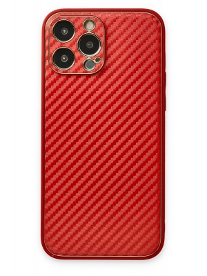 Newface iPhone 13 Pro Max Kılıf Coco Karbon Silikon - Kırmızı