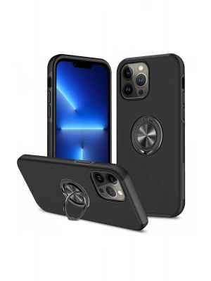 Newface iPhone 13 Pro Max Kılıf Elit Yüzüklü Kapak - Siyah