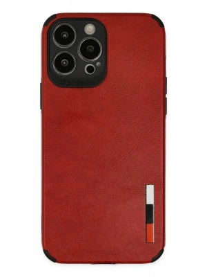 Newface iPhone 13 Pro Max Kılıf Loop Deri Silikon - Kırmızı