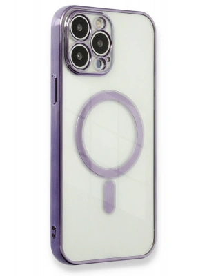 Newface iPhone 13 Pro Max Kılıf Magneticsafe Lazer Silikon - Mor