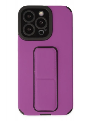 Newface iPhone 13 Pro Max Kılıf Mega Standlı Silikon - Mor