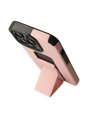 Newface iPhone 13 Pro Max Kılıf Mega Standlı Silikon - Pudra