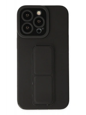 Newface iPhone 13 Pro Max Kılıf Mega Standlı Silikon - Siyah