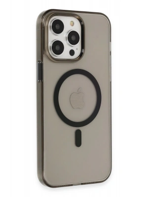 Newface iPhone 13 Pro Max Kılıf Tron Şeffaf Magsafe Kapak - Siyah