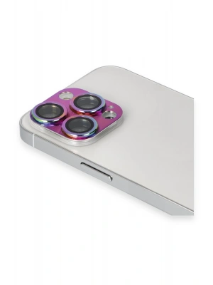 Newface iPhone 13 Pro Max Pers Alüminyum Kamera Lens - Rainbow