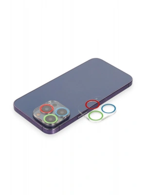 Newface iPhone 13 Pro Max Renkli Kamera Lens Koruma Cam - Mavi-Yeşil