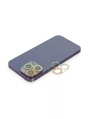 Newface iPhone 13 Pro Max Renkli Kamera Lens Koruma Cam - Sarı-Turuncu