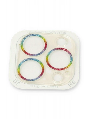 Newface iPhone 13 Pro Max Shine Kamera Lens Koruma Cam - Rainbow