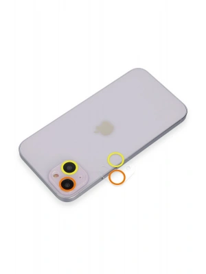 Newface iPhone 13 Renkli Kamera Lens Koruma Cam - Sarı-Turuncu