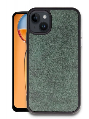 Newface iPhone 14 Kılıf Aras Deri Kapak - Koyu Yeşil