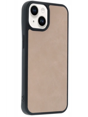 Newface iPhone 14 Kılıf Aras Deri Kapak - Pudra