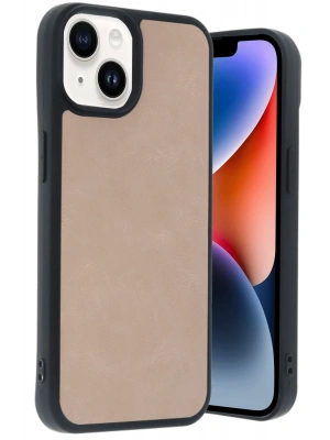 Newface iPhone 14 Kılıf Aras Deri Kapak - Pudra