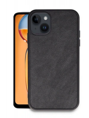 Newface iPhone 14 Kılıf Aras Deri Kapak - Siyah