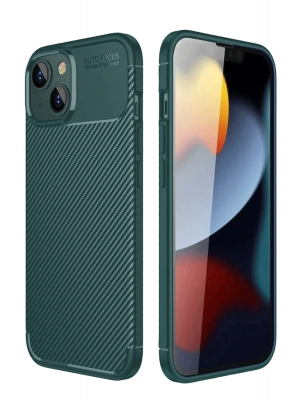 Newface iPhone 14 Kılıf Auto Focus Karbon Kapak - Koyu Yeşil