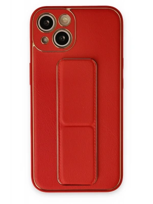 Newface iPhone 14 Kılıf Coco Deri Standlı Kapak - Kırmızı