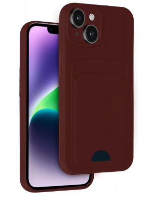 Newface iPhone 14 Kılıf Kelvin Kartvizitli Silikon - Bordo