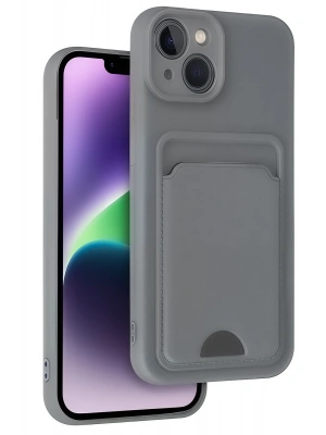 Newface iPhone 14 Kılıf Kelvin Kartvizitli Silikon - Gri