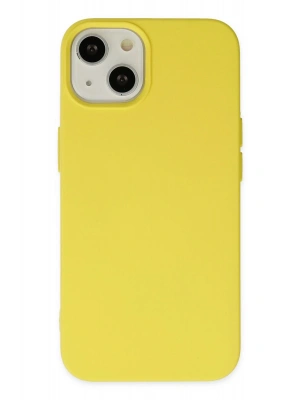 Newface iPhone 14 Kılıf Nano içi Kadife Silikon - Sarı