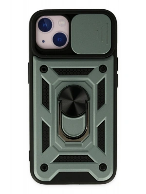 Newface iPhone 14 Kılıf Pars Lens Yüzüklü Silikon - Yeşil