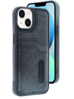 Newface iPhone 14 Kılıf Sara Kartvizitli Deri Kılıf - Siyah