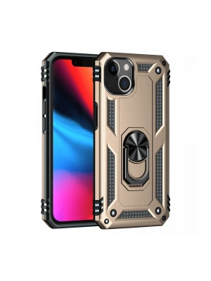 Newface iPhone 14 Kılıf Sofya Yüzüklü Silikon Kapak - Gold