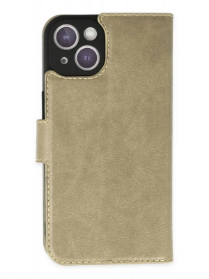 Newface iPhone 14 Kılıf Trend S Plus Kapaklı Kılıf - Gold