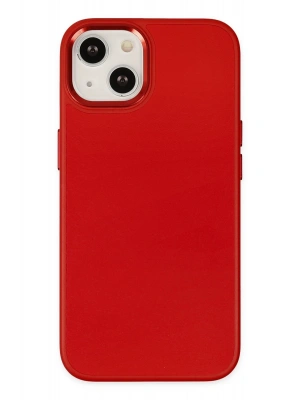 Newface iPhone 14 Plus Kılıf Asya Deri Silikon - Kırmızı