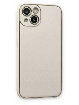 Newface iPhone 14 Plus Kılıf Coco Deri Silikon Kapak - Beyaz