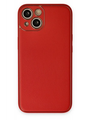 Newface iPhone 14 Plus Kılıf Coco Deri Silikon Kapak - Kırmızı