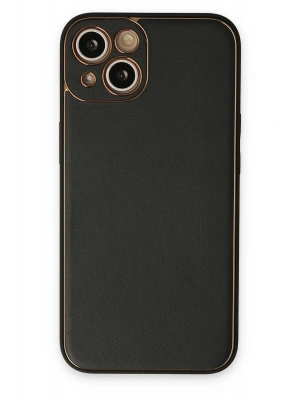 Newface iPhone 14 Plus Kılıf Coco Deri Silikon Kapak - Siyah