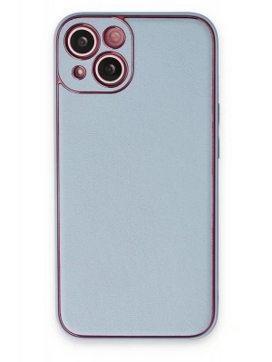 Newface iPhone 14 Plus Kılıf Coco Deri Silikon Kapak - Sky Blue