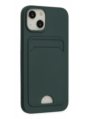 Newface iPhone 14 Plus Kılıf Kelvin Kartvizitli Silikon - Koyu Yeşil