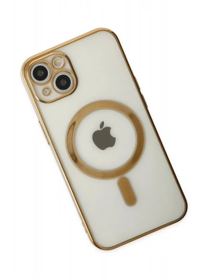 Newface iPhone 14 Plus Kılıf Magneticsafe Lazer Silikon - Gold