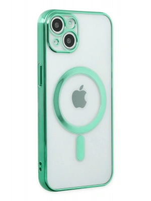 Newface iPhone 14 Plus Kılıf Magneticsafe Lazer Silikon - Haki Yeşil