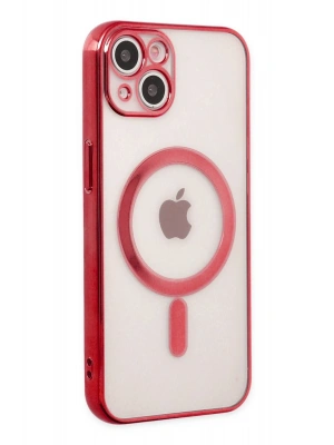 Newface iPhone 14 Plus Kılıf Magneticsafe Lazer Silikon - Kırmızı