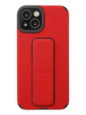 Newface iPhone 14 Plus Kılıf Mega Standlı Silikon - Kırmızı