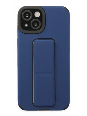 Newface iPhone 14 Plus Kılıf Mega Standlı Silikon - Mavi