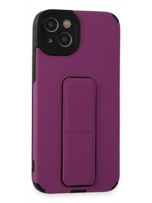 Newface iPhone 14 Plus Kılıf Mega Standlı Silikon - Mor