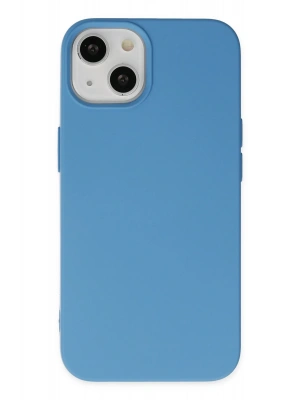 Newface iPhone 14 Plus Kılıf Nano içi Kadife Silikon - Mavi