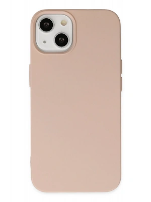 Newface iPhone 14 Plus Kılıf Nano içi Kadife Silikon - Pudra