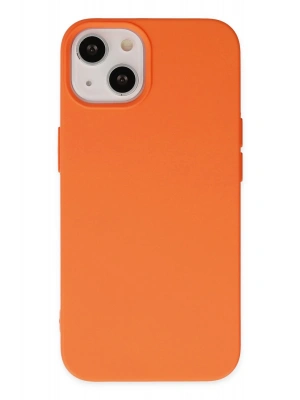 Newface iPhone 14 Plus Kılıf Nano içi Kadife Silikon - Turuncu