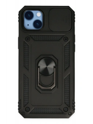 Newface iPhone 14 Plus Kılıf Pars Lens Yüzüklü Silikon - Siyah