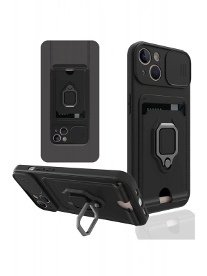 Newface iPhone 14 Plus Kılıf Zuma Kartvizitli Yüzüklü Silikon - Siyah