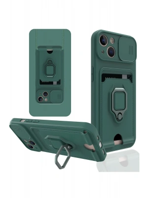 Newface iPhone 14 Plus Kılıf Zuma Kartvizitli Yüzüklü Silikon - Yeşil