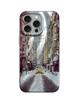 Newface iPhone 14 Pro Kılıf Crew Desenli Kapak - Galata Kulesi