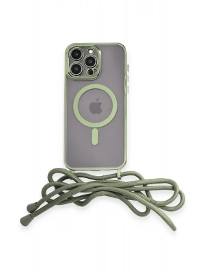 Newface iPhone 14 Pro Kılıf Divo Lazer Askılı Magsafe Kapak - Koyu Yeşil