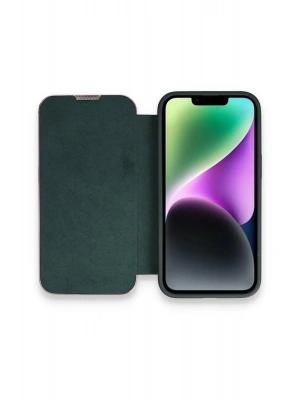 Newface iPhone 14 Pro Kılıf Dolpin Kapaklı - Koyu Yeşil