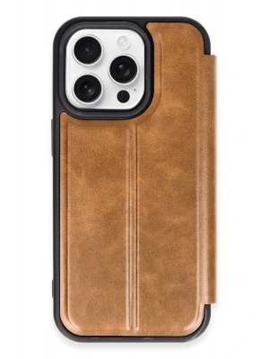 Newface iPhone 14 Pro Kılıf Flip Cover - Taba