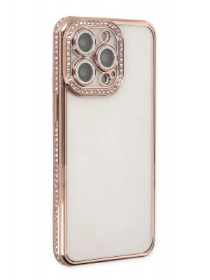 Newface iPhone 14 Pro Kılıf Joke Taşlı Silikon - Pembe